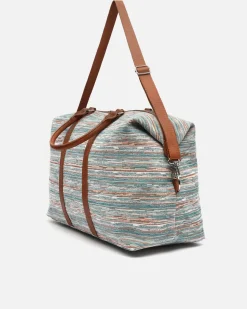 Bolsa fin de semana con bandolera extraíble y estampado jacquard