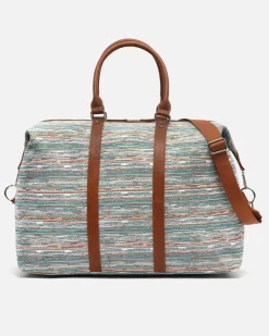 Bolsa fin de semana con bandolera extraíble y estampado jacquard