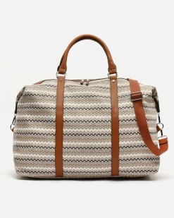 Bolsa fin de semana con estampado jacquard y bandolera extraíble