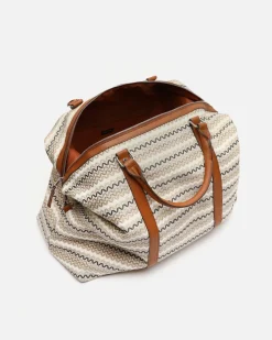 Bolsa fin de semana con estampado jacquard y bandolera extraíble