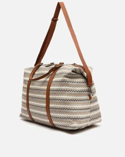 Bolsa fin de semana con estampado jacquard y bandolera extraíble