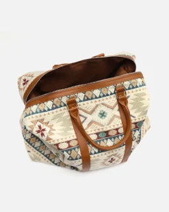 Bolsa fin de semana con estampado jacquard y bandolera extraíble