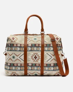 Bolsa fin de semana con estampado jacquard y bandolera extraíble