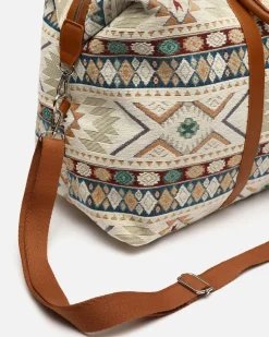 Bolsa fin de semana con estampado jacquard y bandolera extraíble