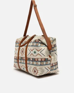 Bolsa fin de semana con estampado jacquard y bandolera extraíble