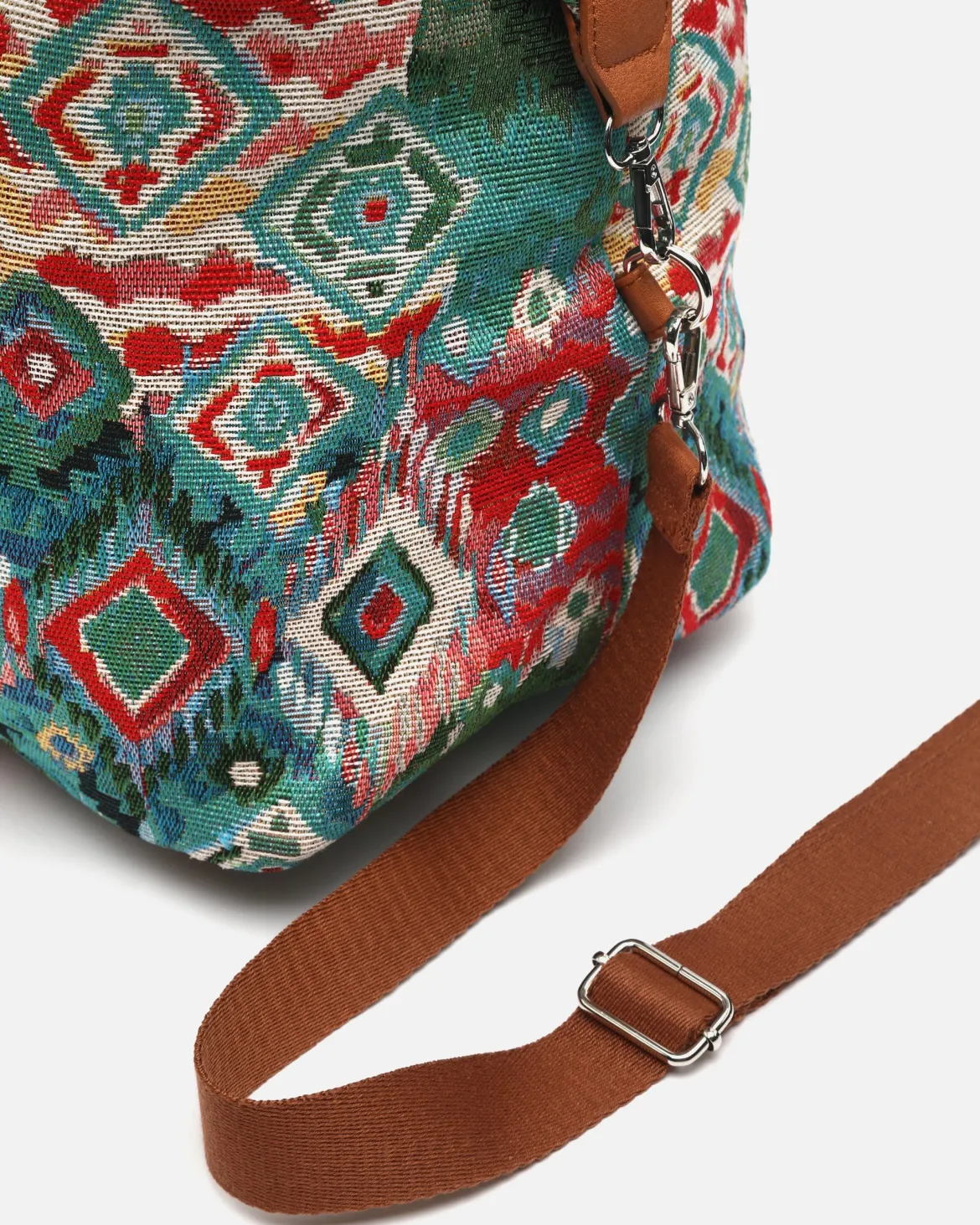 Bolsa fin de semana con estampado jacquard y asa bandolera extraíble