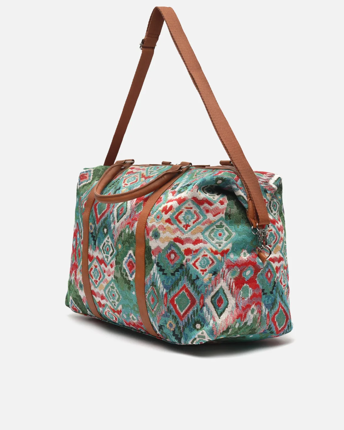 Bolsa fin de semana con estampado jacquard y asa bandolera extraíble