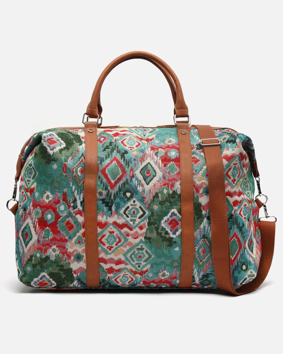 Bolsa fin de semana con estampado jacquard y asa bandolera extraíble