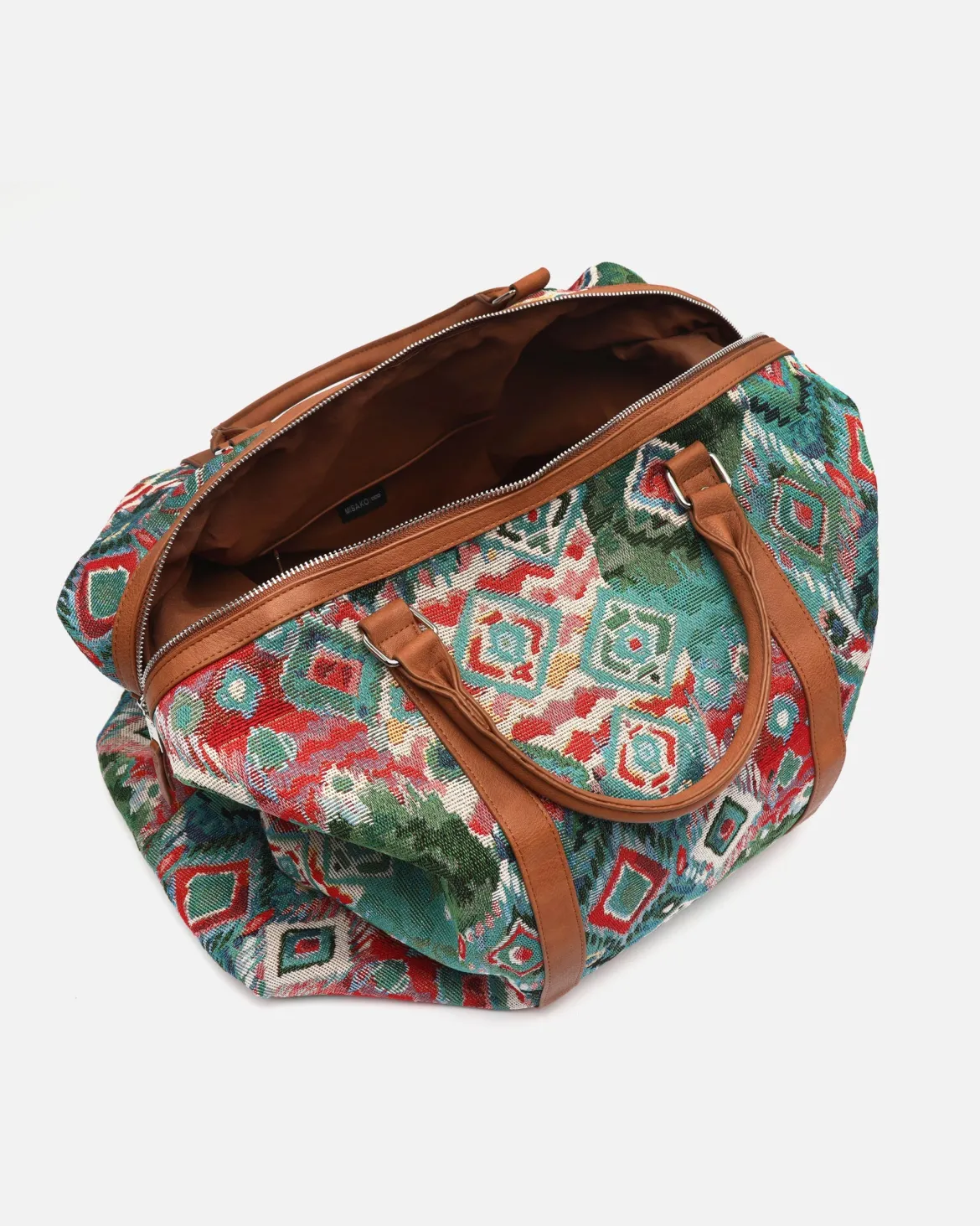Bolsa fin de semana con estampado jacquard y asa bandolera extraíble