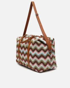Bolsa fin de semana estampado jacquard con bandolera extraíble