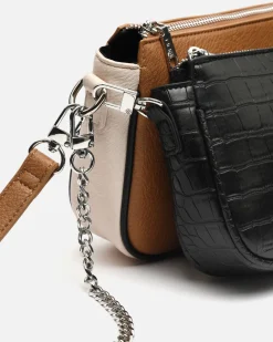 Bolso bandolera con compartimento extraíble y estampado animal print
