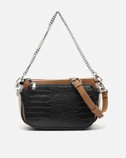 Bolso bandolera con compartimento extraíble y estampado animal print