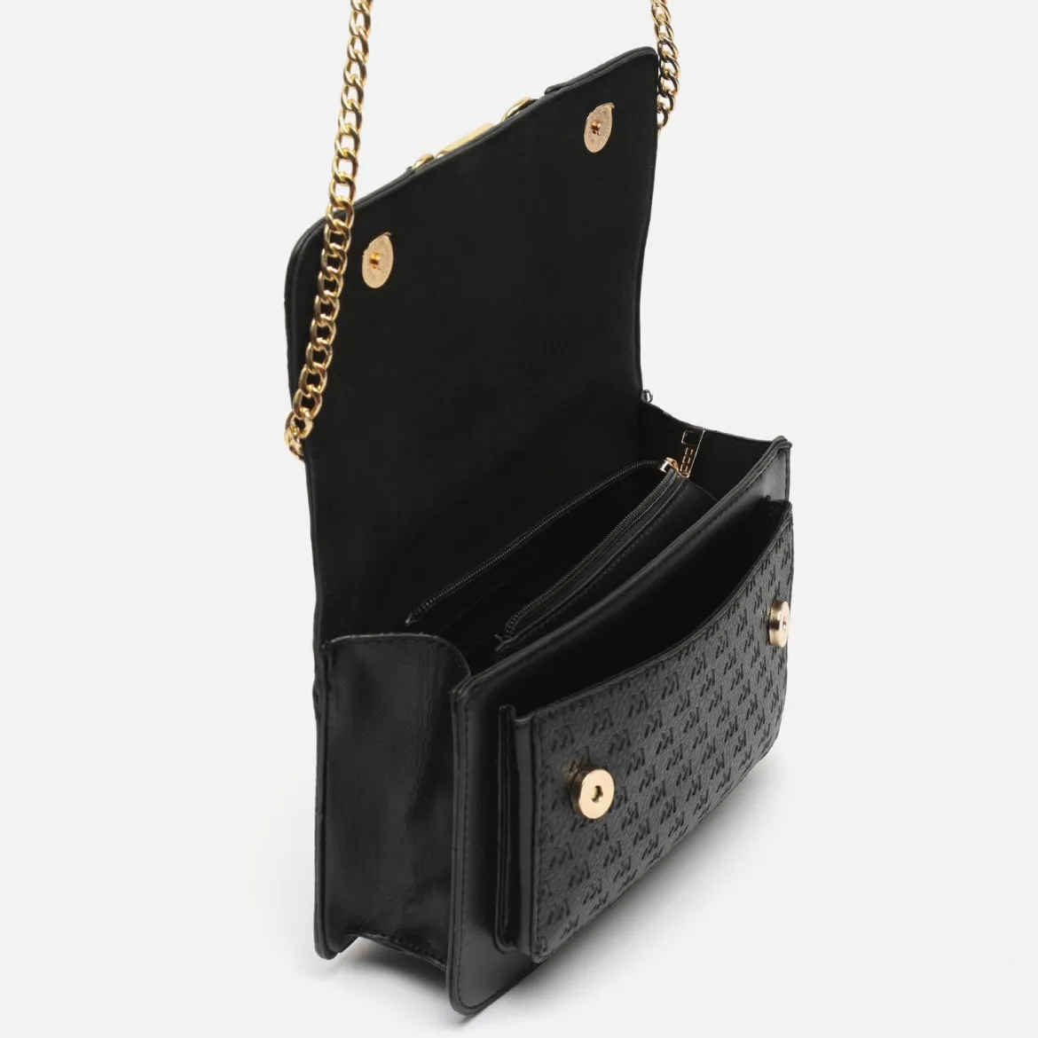 Bolso bandolera con correa y estampado monogram