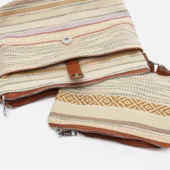 Bolso bandolera con estampado jacquard y neceser pequeño