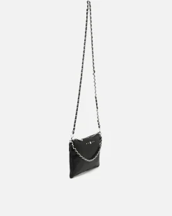 Bolso bandolera de fiesta pequeño con doble cadena extraíble y detalles metálicos