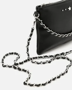 Bolso bandolera de fiesta pequeño con doble cadena extraíble y detalles metálicos