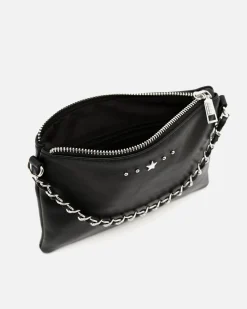 Bolso bandolera de fiesta pequeño con doble cadena extraíble y detalles metálicos