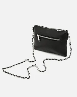 Bolso bandolera de fiesta pequeño con doble cadena extraíble y detalles metálicos