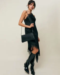 Bolso bandolera de fiesta pequeño con detalles metálicos