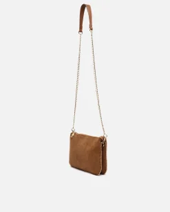 Bolso bandolera efecto ante y con detalles metálicos
