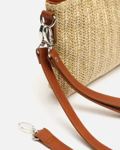 Bolso bandolera efecto rafia con asa de mano