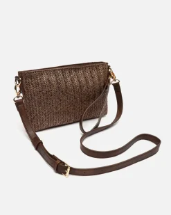 Bolso bandolera efecto rafia con asa de mano