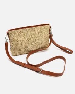 Bolso bandolera efecto rafia con asa de mano
