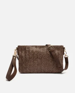 Bolso bandolera efecto rafia con asa de mano