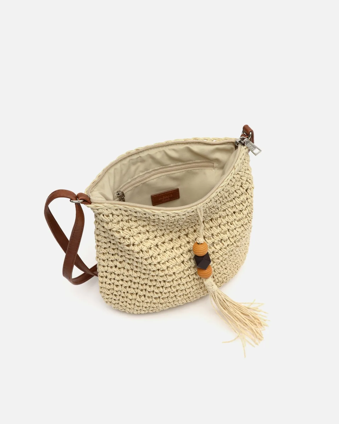Bolso bandolera efecto rafia