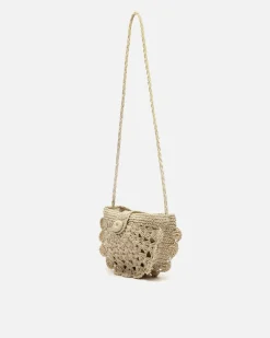 Bolso bandolera media luna efecto rafia