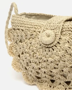 Bolso bandolera media luna efecto rafia