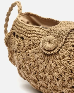 Bolso bandolera media luna efecto rafia
