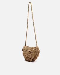Bolso bandolera media luna efecto rafia