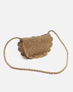 Bolso bandolera media luna efecto rafia