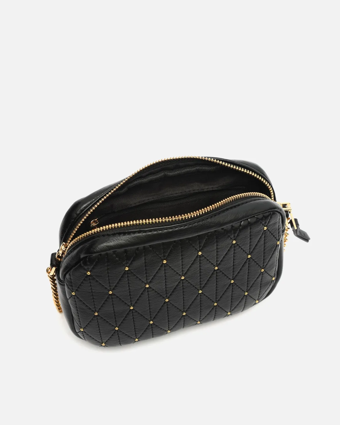 Bolso bandolera mini con detalles metálicos