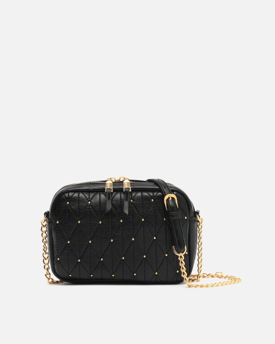 Bolso bandolera mini con detalles metálicos