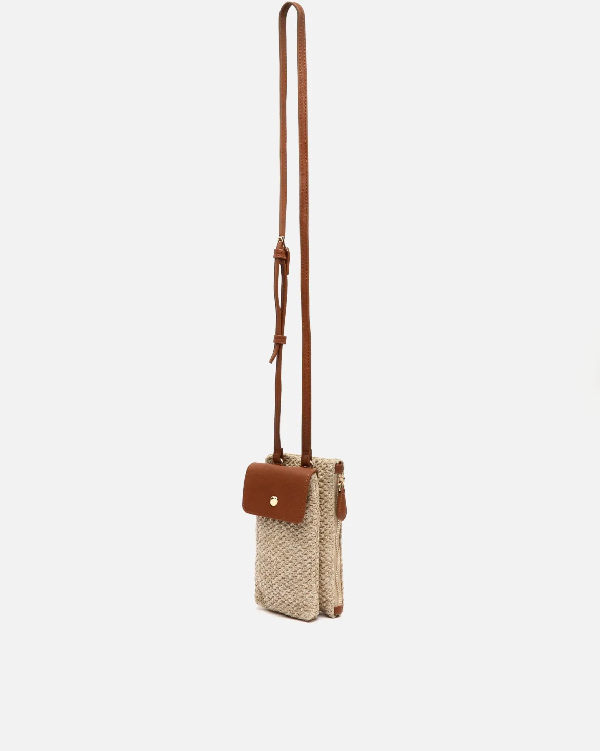 Bolso bandolera mini efecto rafia para móvil