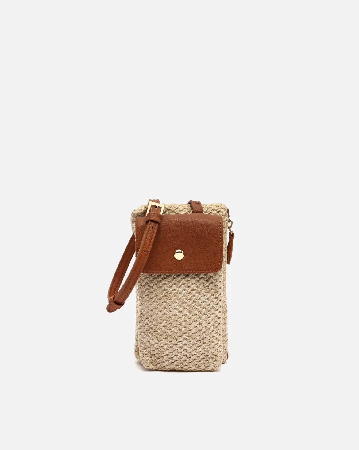 Bolso bandolera mini efecto rafia para móvil