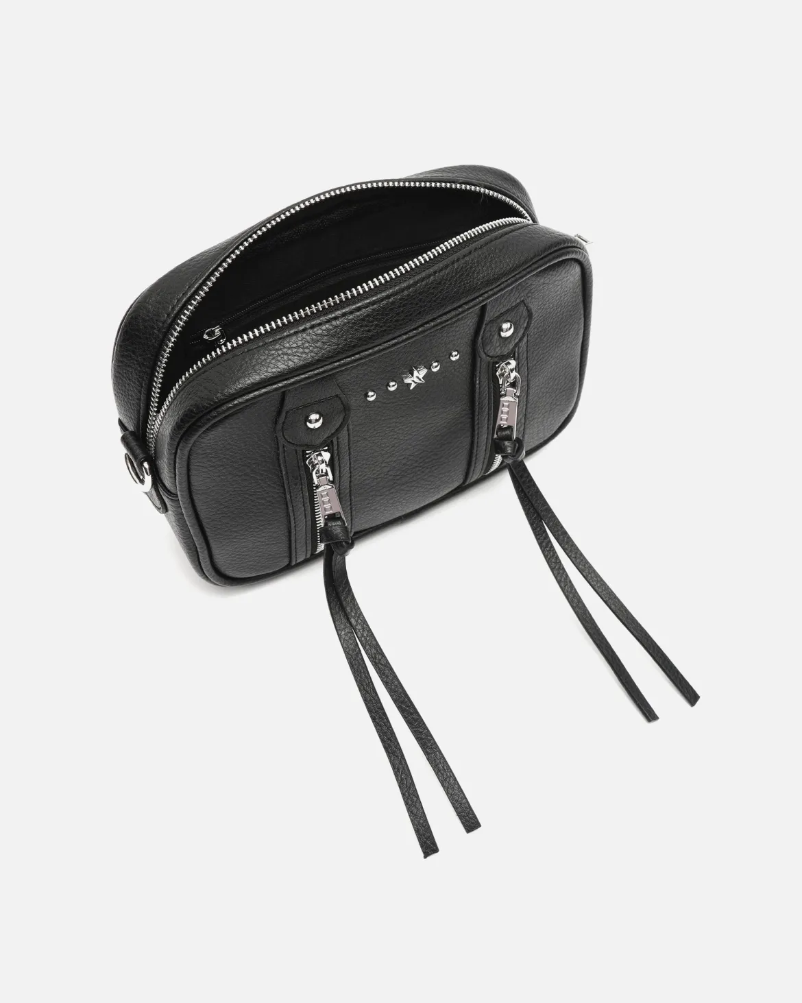 Bolso bandolera pequeño con detalles metálicos