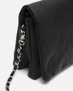 Bolso bandolera pequeño con solapa y grabado de estrellas