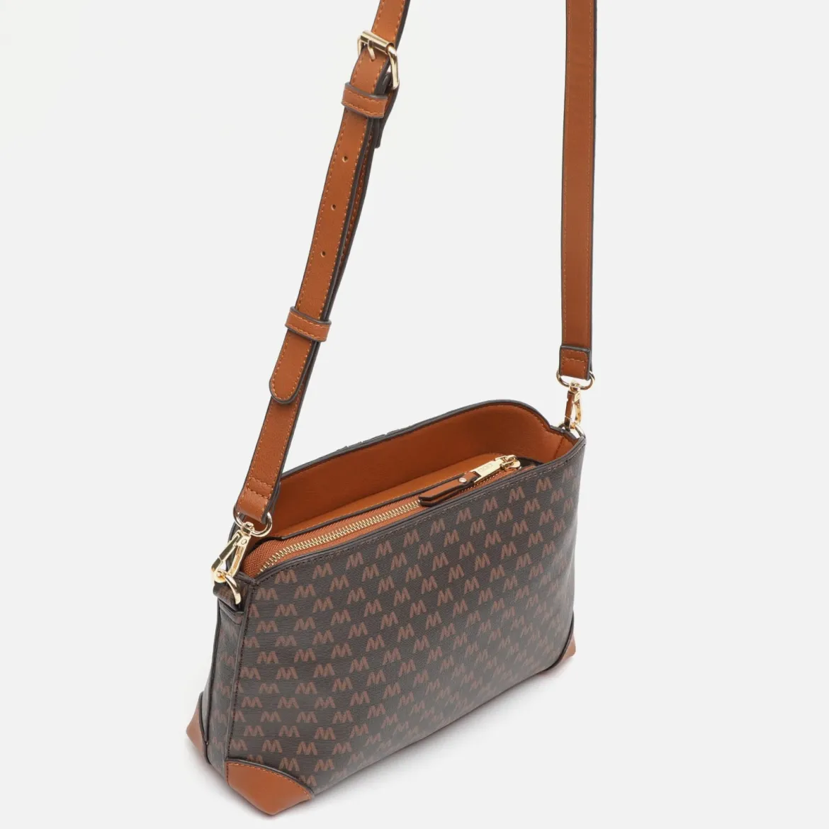 Bolso bandolera pequeño con estampado monogram
