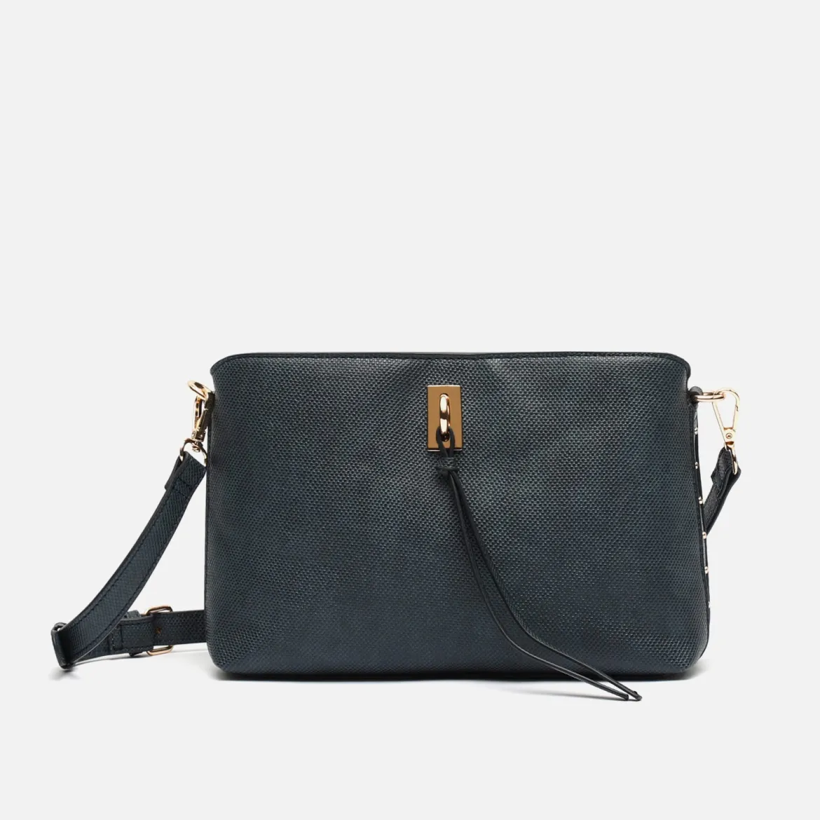 Bolso bandolera pequeño con detalles metálicos