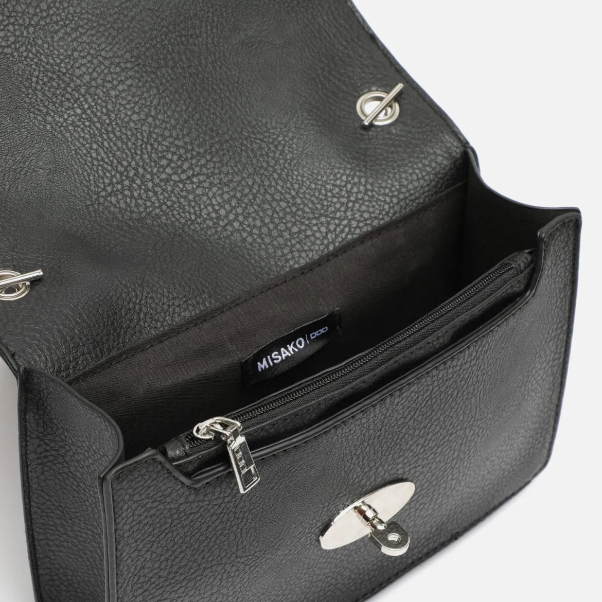 Bolso bandolera pequeño con detalles metalizados