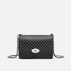 Bolso bandolera pequeño con detalles metalizados