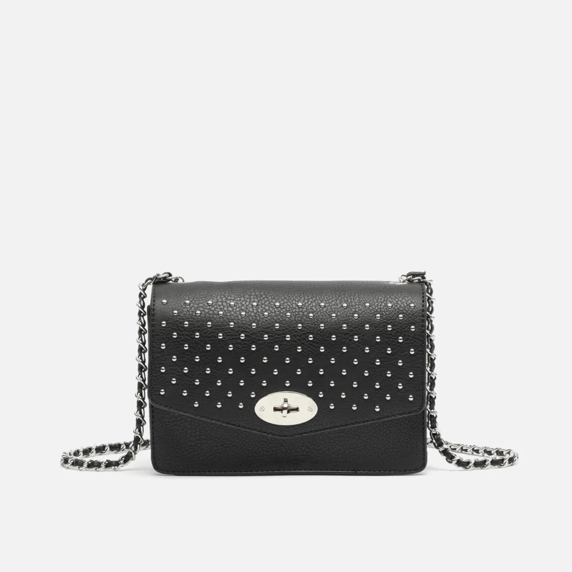 Bolso bandolera pequeño con detalles metalizados