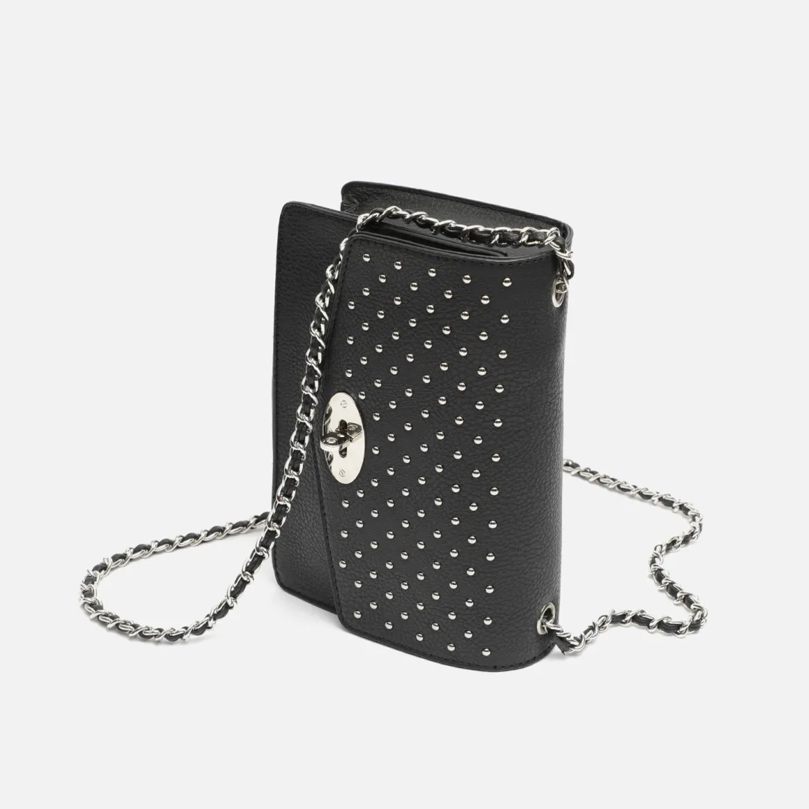 Bolso bandolera pequeño con detalles metalizados