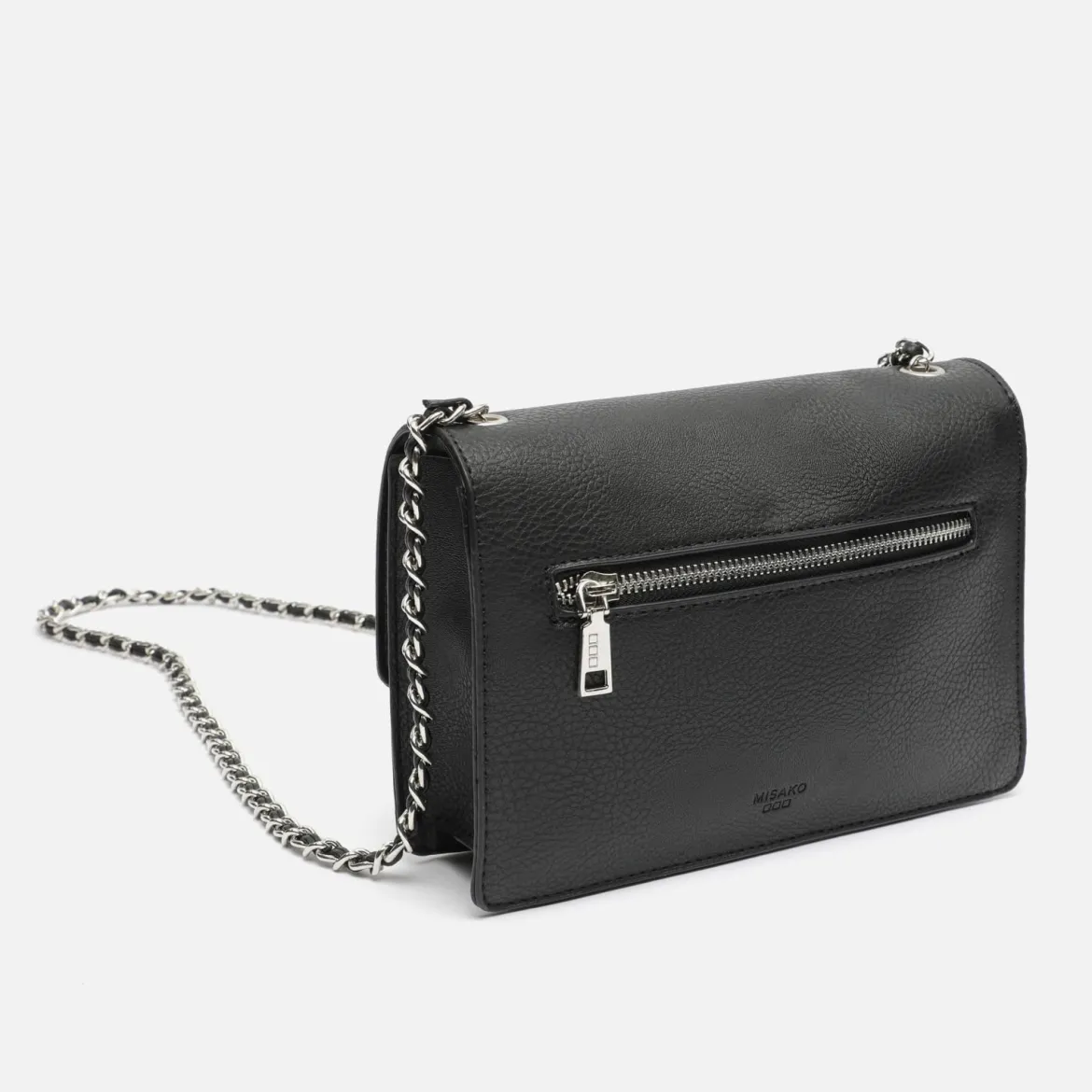 Bolso bandolera pequeño con detalles metalizados