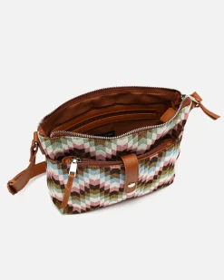 Bolso bandolera pequeño con neceser extraíble y estampado jacquard