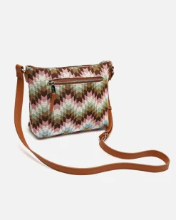 Bolso bandolera pequeño con neceser extraíble y estampado jacquard