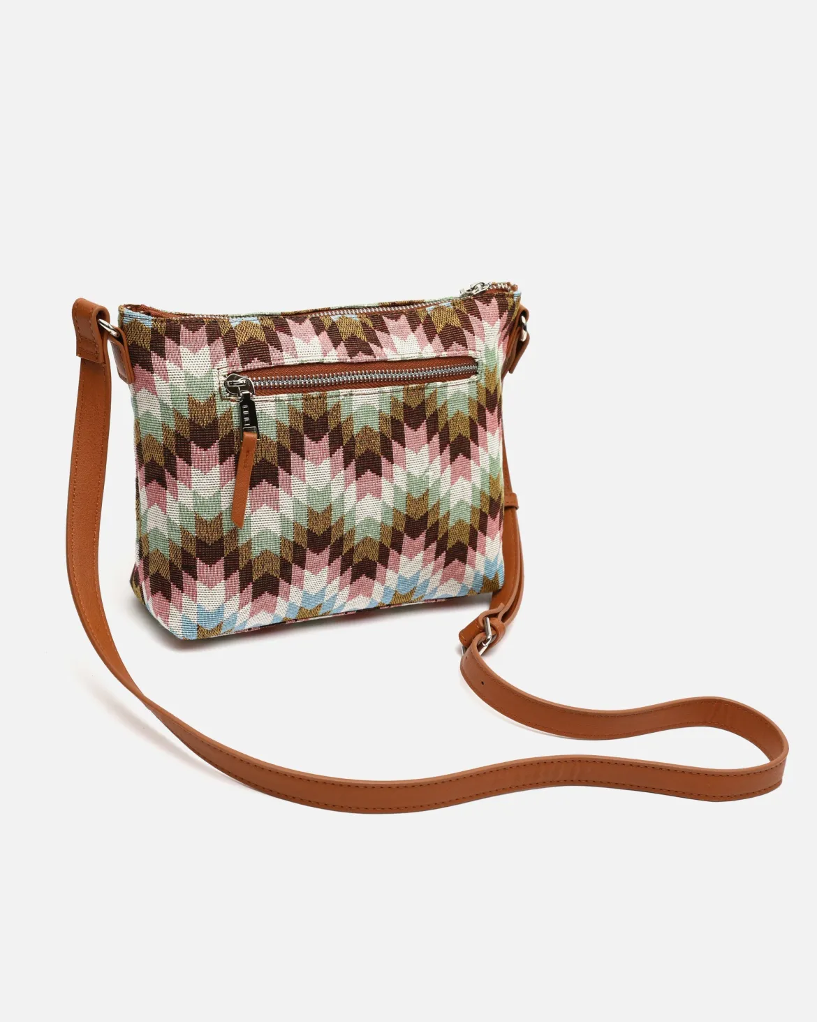 Bolso bandolera pequeño con neceser extraíble y estampado jacquard
